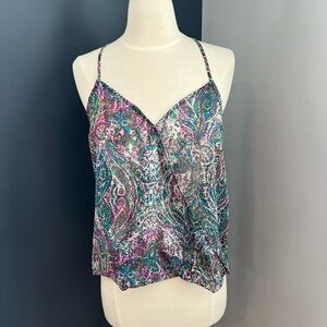 Lily White Multicolor Paisley Print Racerback Tank Top Size Small